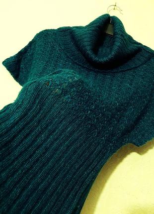 We fashion нидерланды красивый свитер-безрукавка синий цельные короткие рукава мохер вязаный женский3 фото