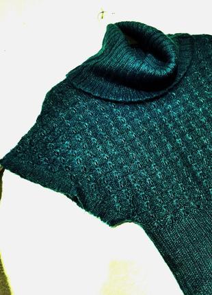 Красивий светр-безрукавка жіночий синій безрукавка з комірцем в'язана мохер демі зима