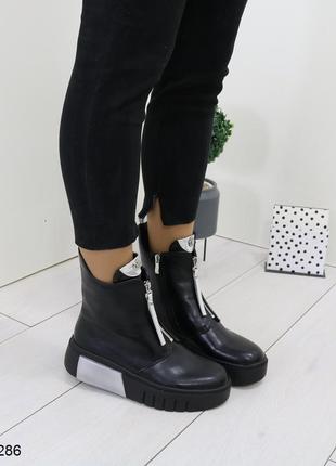 Женские демисезонные чёрные ботинки3 фото