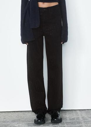 Джинси жіночі чорні джиснси з блискітками zara new