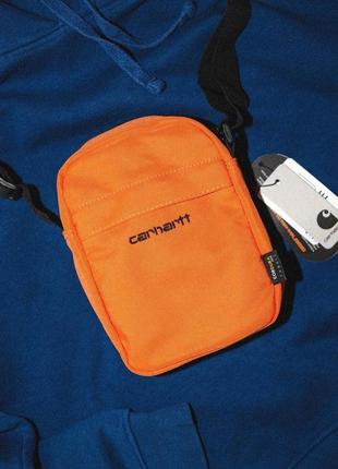 Минималистичный мессенджер carhartt, борсетка кархарт оранжевая, сумка через плечо унисекс, бананка