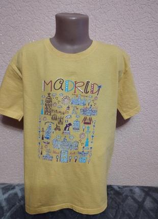 Футболка желтая,хлопок, для мальчика 9-11роков, Рост 140см