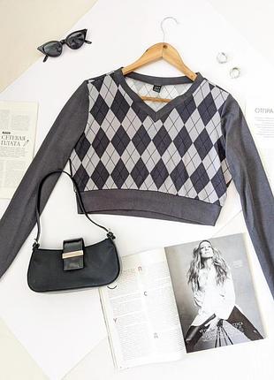 Актуальна базова вкорочена кофта/топ в ромбики shein, на р. s/m 💔