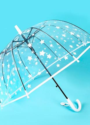 Детский прозрачный зонт rst 047a звезды white трость2 фото