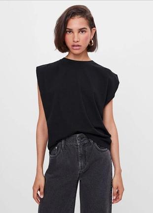 Футболка 130623# ///zara коротка майка кроп топ топік футболка наволочка колір чорний