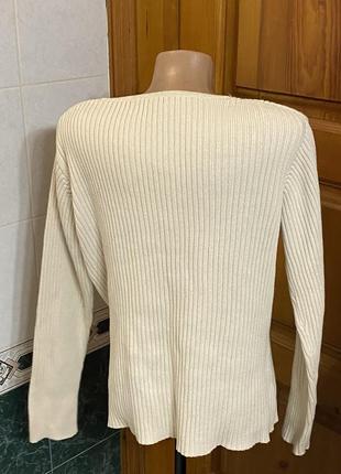 Кофта свитер бежевий жіночий з вирізом v джемпер2 фото
