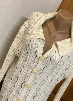 Вязанный кардиган женский белый стильный длинный свитер