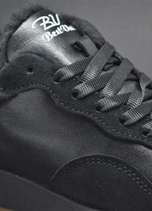 Жіночі зимові шкіряні кросівки чорні best vak 10847016 фото