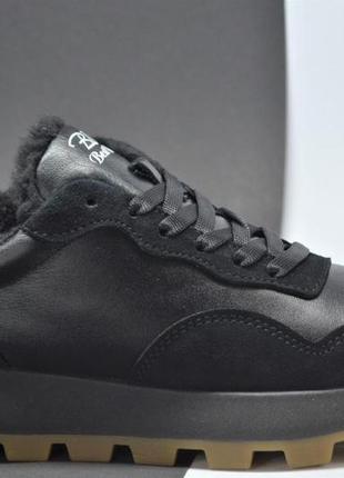 Жіночі зимові шкіряні кросівки чорні best vak 10847017 фото