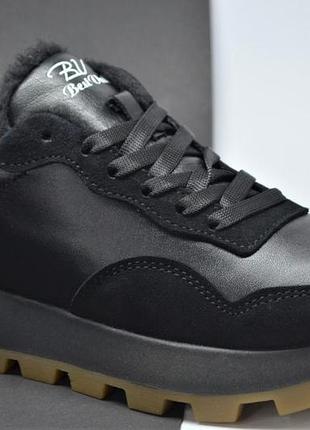 Жіночі зимові шкіряні кросівки чорні best vak 1084701