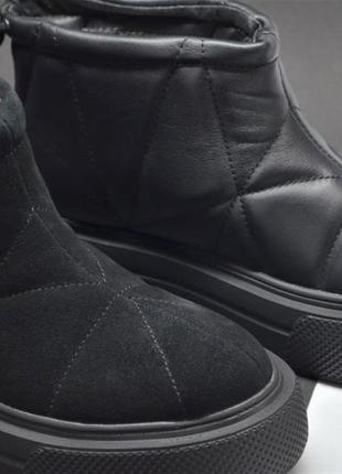 Жіночі модні чорні зимові шкіряні черевики на платформі best vak 108391012 фото