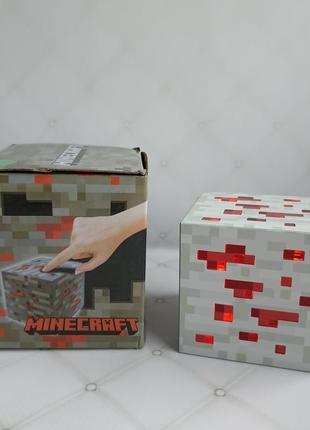 Нічник  майнкрафт  usb куб блок led my world minecraft‌ 7,5 см акуумуляторний червоний редстоун красний2 фото