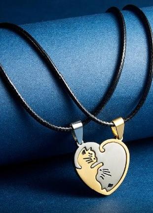 Подвійні кулони котики love gold