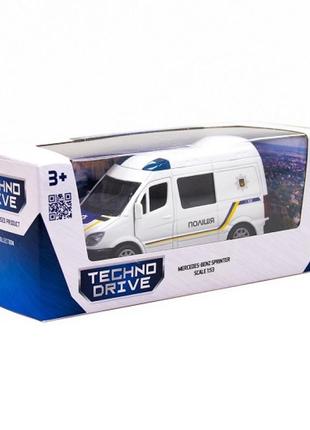 250294 автомодель technodrive mercedes-benz sprinter поліція інерційна, відкривні двері коробка 7 x 18 x