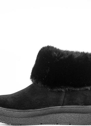 Размер 36 - стелька 23 сантиметра  угги зимние короткие из натуральной замши, на натуральном меху, черные1 фото
