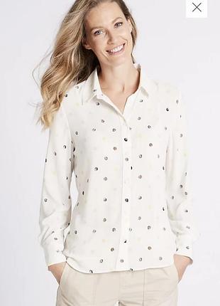 Белая блузка/ рубашка m&s, p. 12-14
