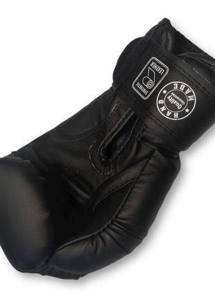 Боксерські рукавички boxer 10 оz шкірвініл чорні6 фото