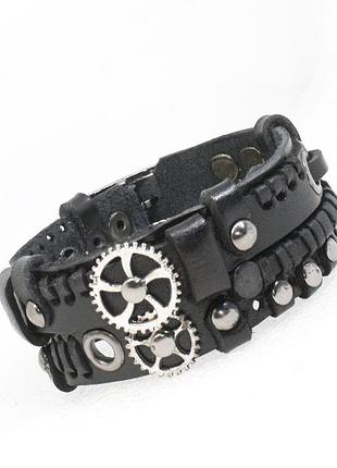 Вінтажний шкіряний браслет із натуральної шкіри в стимпанк і готичному вікторіанському стилі