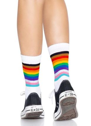 Носки женские в полоску leg avenue pride crew socks rainbow, 37–43 размер4 фото