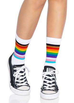 Носки женские в полоску leg avenue pride crew socks rainbow, 37–43 размер3 фото