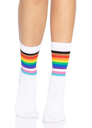 Носки женские в полоску leg avenue pride crew socks rainbow, 37–43 размер1 фото