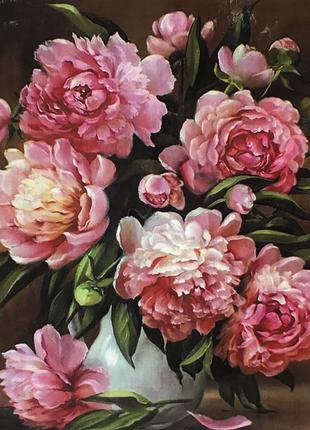 Набір "діамантова мозаїка" півонії 40*50 на підрамнику