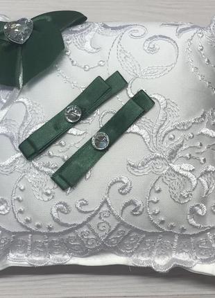 Подушечка під обручки зелена, смарагдова
