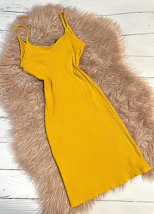 Коттоновое платье сарафан в рубчик по фигуре в утяжеление