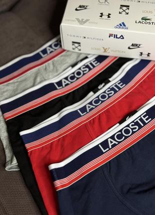 Стильні чоловічі труси боксери lacoste lux у наборі 4 шт. чоловічий набір спідньої білизни5 фото