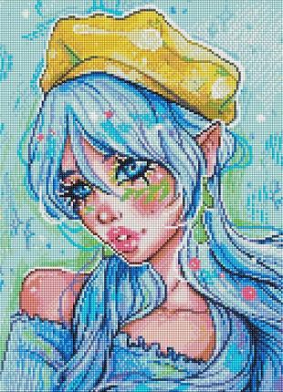 Алмазная мозаика "голубоглазая модница" ©nila_art_art amo7606 40х50 см идейка