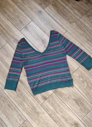 Зелений топ у смужку зара, стан та якість ідеальні, бавовна