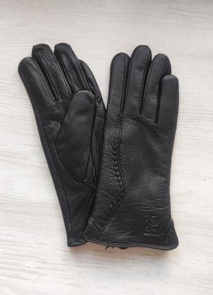 Шкіряні жіночі рукавички з оленячої шкіри, підкладка махра2 фото