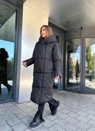 Пальто курточка зима довга стьобана плащівка6 фото