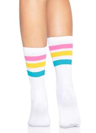 Шкарпетки жіночі в смужку leg avenue pride crew socks pansexual, 37-43 розмір2 фото