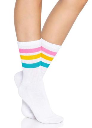 Шкарпетки жіночі в смужку leg avenue pride crew socks pansexual, 37-43 розмір1 фото