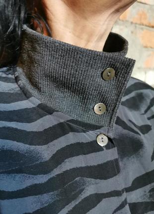 Шовкова комбінована блуза сорочка в смужку otto kern комір стійка шовк трикотаж4 фото