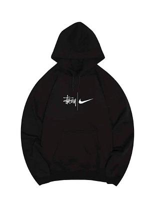 Чоловічий та жіночий оверсайз худі nike stussi чорний весна осінь зима