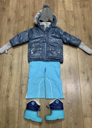 Курточка парка зимняя мембранная с капюшоном и мехом coccodrillo (польша)6 фото