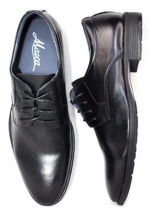Размеры 40, 41, 42, 43, 44, 45  кожаные классические мужские туфли, полноразмерные, черные  dual 87561 фото