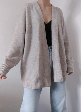 Шерстяний кардиган бежевий h&m оверсайз