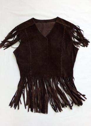 Жилетка актуальная в стиле zara нотки кантри, бохо usa c бахромой