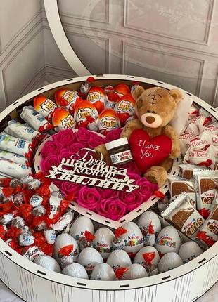 Подарочный круглы бокс для любимой - maxi teddy 2 -