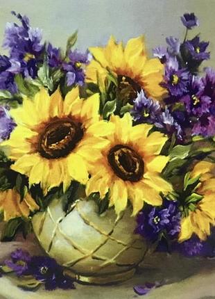 Набір діамантова мозаїка "соняхи" 40*30 на підрамнику