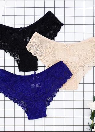 Набор 3шт. женских кружевных трусиков ,размер m