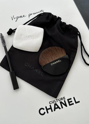 Chanel набір для макіяжу в мішечку: пензлик, щіточка, спонж3 фото