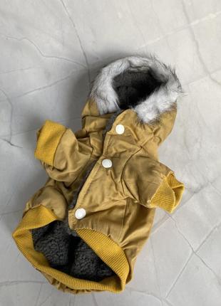 Курточка парка на зиму для собак, песочный, м