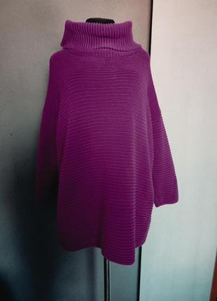Кофта светр з широким горлом з відворотом фактурні поперекові лінії  батал
