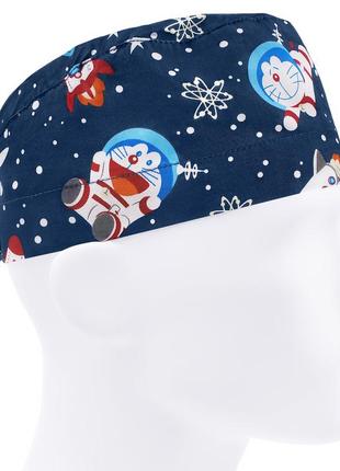 Медична шапочка чоловіча тканинна бавовняна багаторазова принт коти у космосі