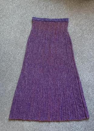 Юбка миди фиолетовая с люрексом, юбка плиссе, трикотажная юбка meme road8 фото