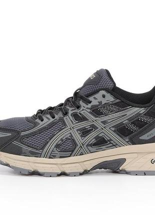 Темно-сірі спортивні кросівки asics gel venture 6 (кросівки в сітку асікс темні текстильні чоловічі )3 фото